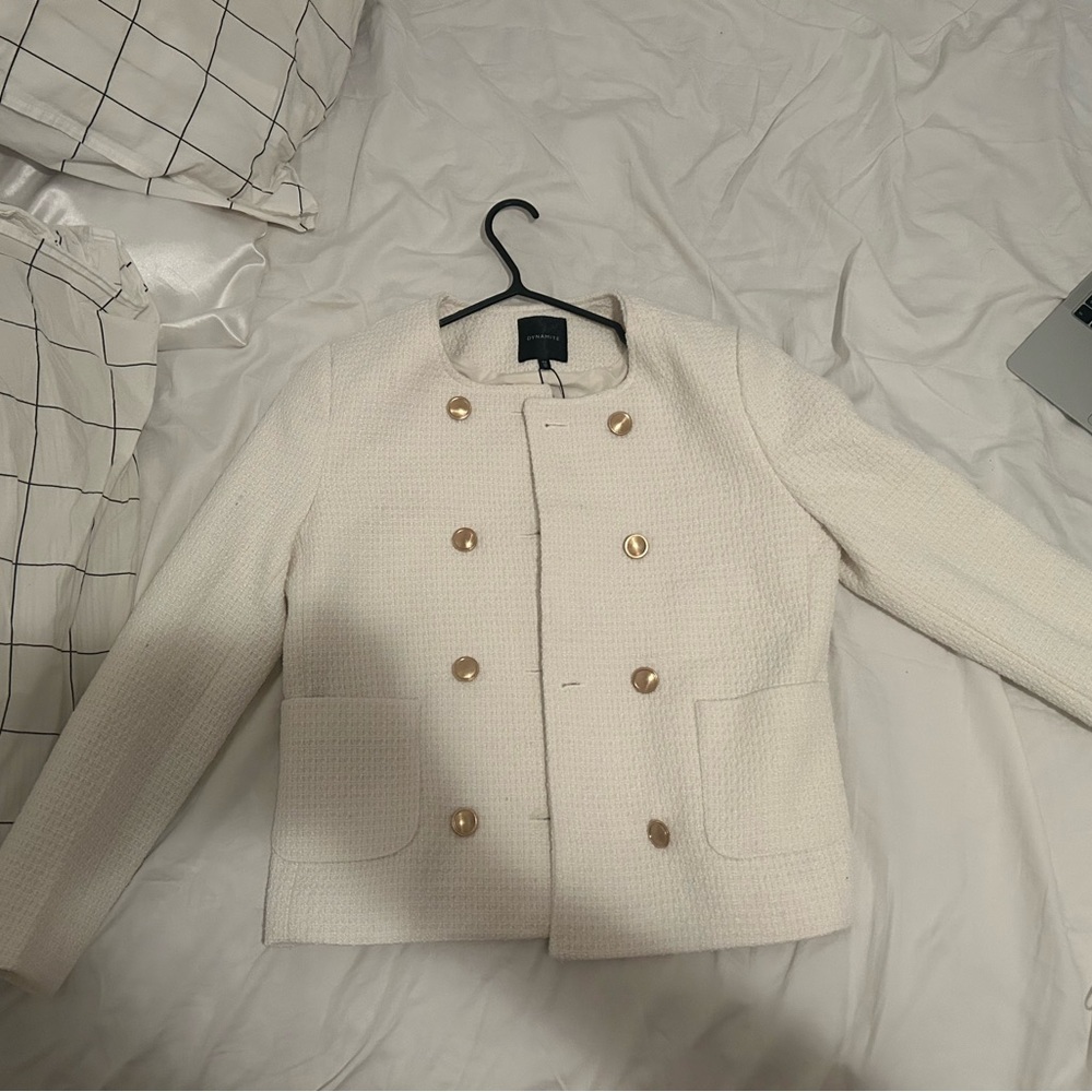 Dynamite Cream Blazer with Gold Buttons
